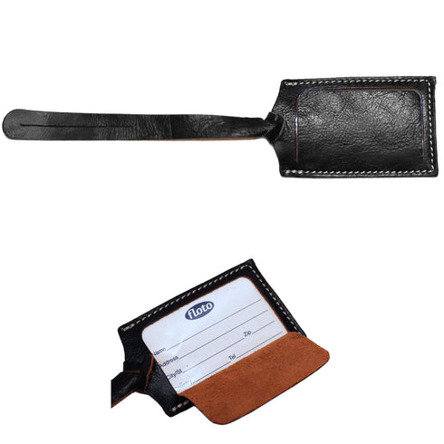 Black  leather luggage tag floto